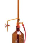 BURETA AUTOMATICA DE 25ML AMBAR CON LLAVE DE PTFE CLASE A, CERTIFICADO POR LOTES, GRADUACIÓN BLANCA EISCO