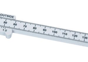 CALIBRADOR VERNIER DE PLÁSTICO CON ESCALA DUAL 12CM / 5″ CON SUBDIVISION 0.1MM / 1/16″ EISCO