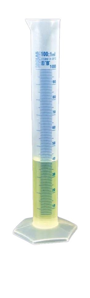 PROBETA 25ML DE POLIPROPILENO, CLASE B, GRADUACIÓN EN AZUL, BASE HEXAGONAL ISOLAB