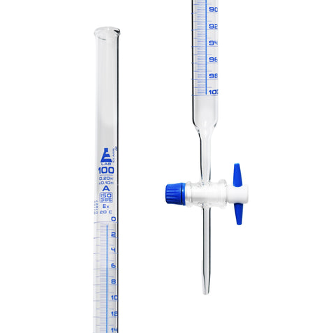 BURETA SCHELLBACH DE 100ML CON LLAVE DE PTFE CLASE A, GRADUACIÓN AZUL EISCO