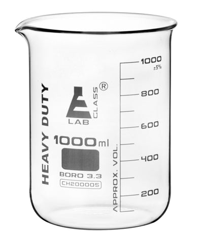 VASO DE PRECIPITADO REFORZADO 1000ML DE VIDRIO BOROSILICATO, FORMA BAJA DE USO RUDO  EISCO
