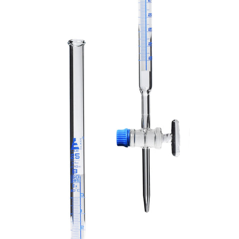 BURETA SCHELLBACH DE 25ML CON LLAVE DE VIDRIO CLASE B, GRADUACIÓN AZUL EISCO