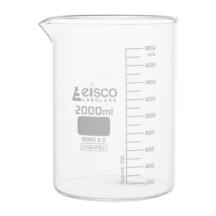 VASO DE PRECIPITADO REFORZADO 2000ML DE VIDRIO BOROSILICATO, FORMA BAJA DE USO RUDO  EISCO
